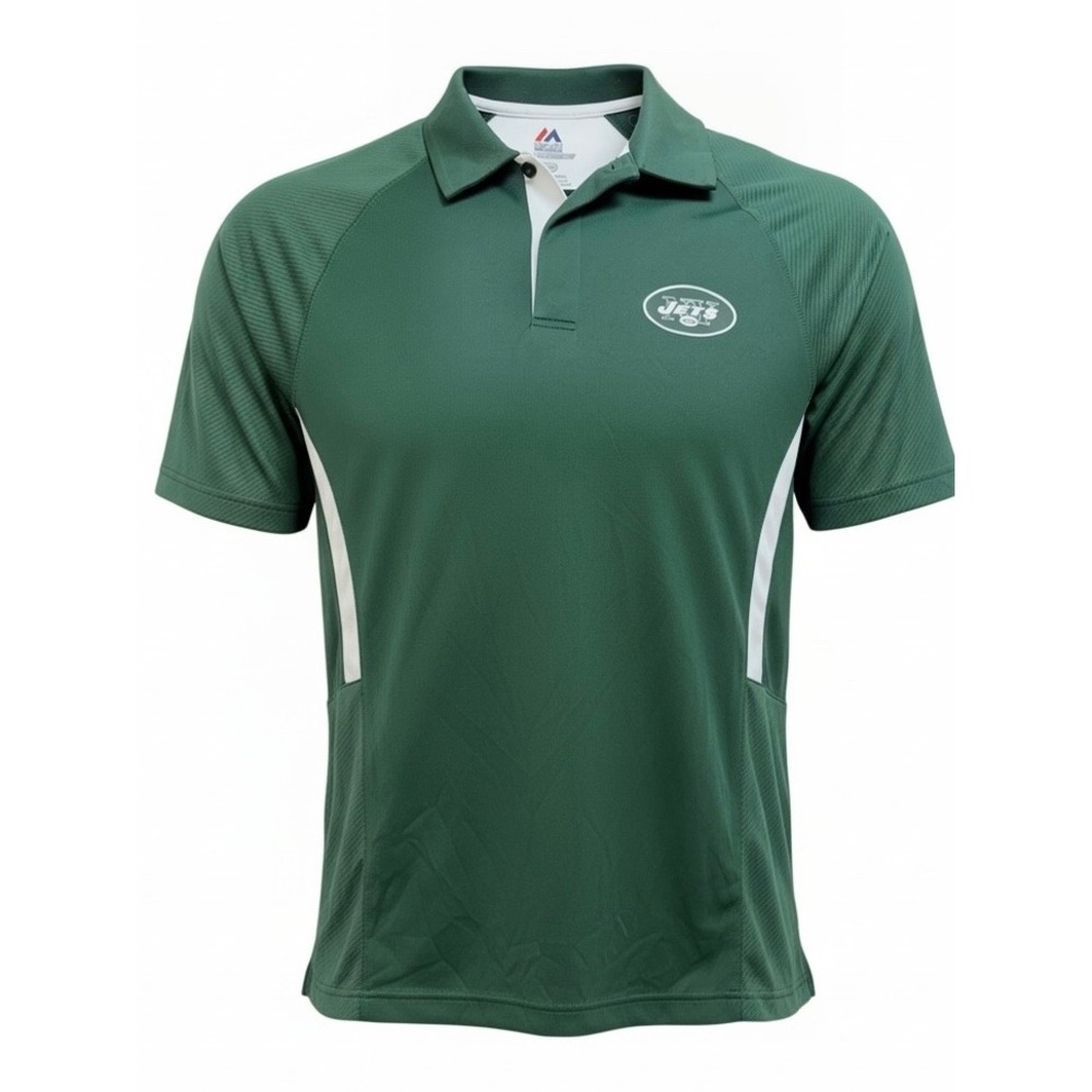 Majestic Mens Medium New York Jets NFL Green CoolBase Polo Shirt (A34)